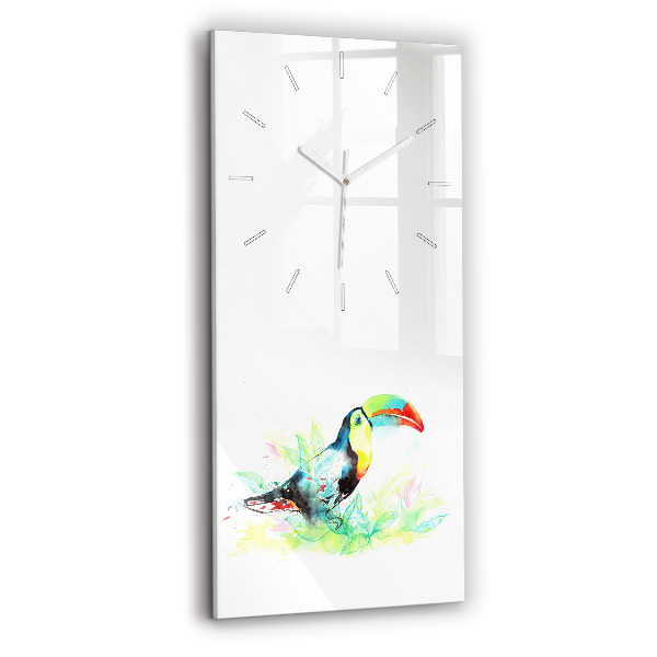 Ceas vertical de perete din sticlă decorativ Tucan în iarbă