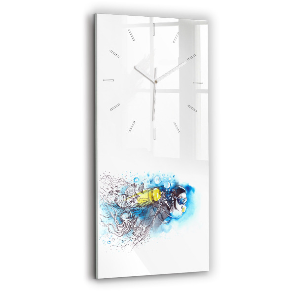 Ceas din sticlă dreptunghiular vertical decorativ Viața peștilor subacvatici