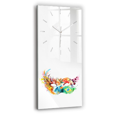Ceas vertical de perete din sticlă decorativ Cultură - Drapelul Brazilian