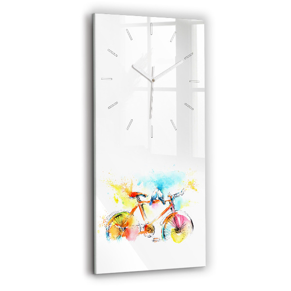 Ceas din sticlă dreptunghiular vertical decorativ Bicicletă pictată