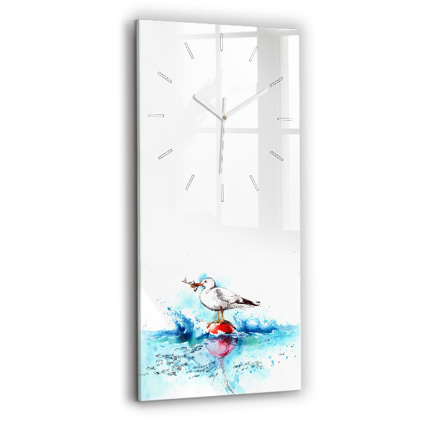 Ceas vertical de perete din sticlă decorativ Pescăruș pictat