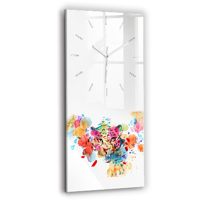 Ceas vertical de perete din sticlă decorativ Pisică sălbatică abstractă