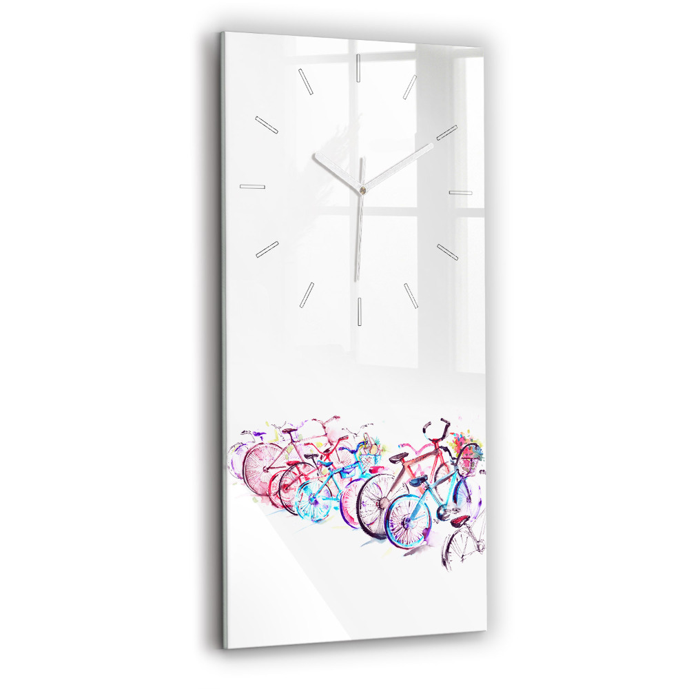 Ceas vertical de perete din sticlă decorativ Biciclete de oraș colorate
