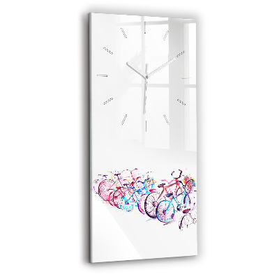 Ceas vertical de perete din sticlă decorativ Biciclete de oraș colorate