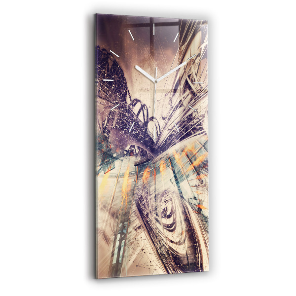 Ceas vertical de perete din sticlă decorativ Mecanism abstract