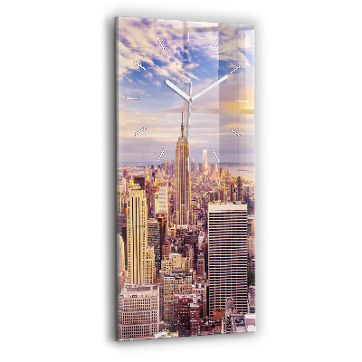 Ceas din sticlă dreptunghiular vertical decorativ Apus de soare în New York
