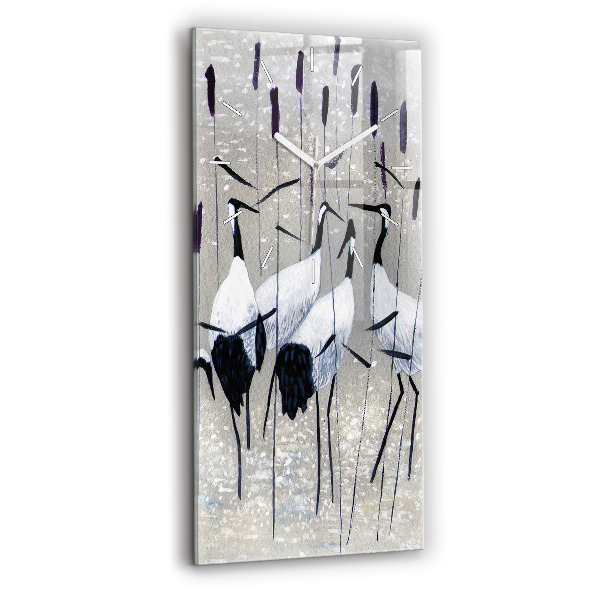 Ceas vertical de perete din sticlă decorativ Macarale în stuf