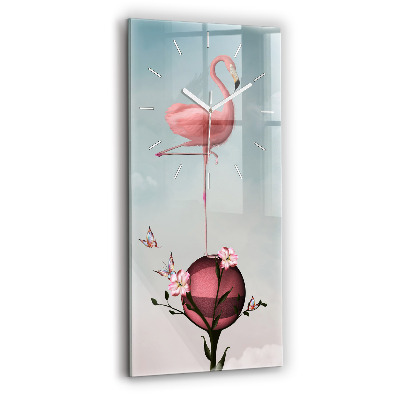 Ceas vertical de perete din sticlă decorativ Flamingo suprarealist