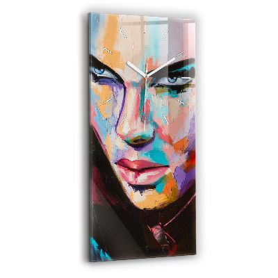Ceas din sticlă dreptunghiular vertical decorativ Portretul unei femei