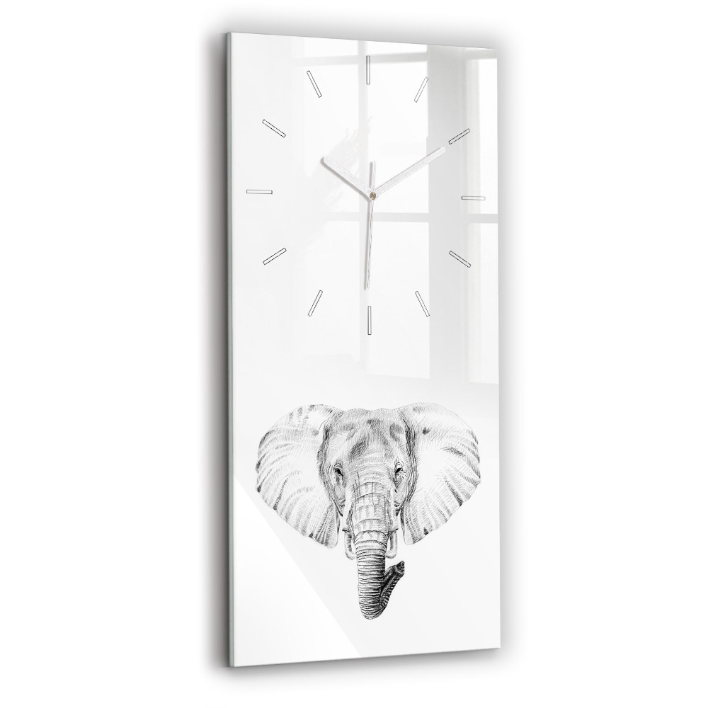 Ceas din sticlă dreptunghiular vertical decorativ Cap de elefant grafic
