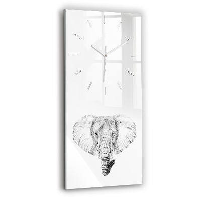 Ceas din sticlă dreptunghiular vertical decorativ Cap de elefant grafic