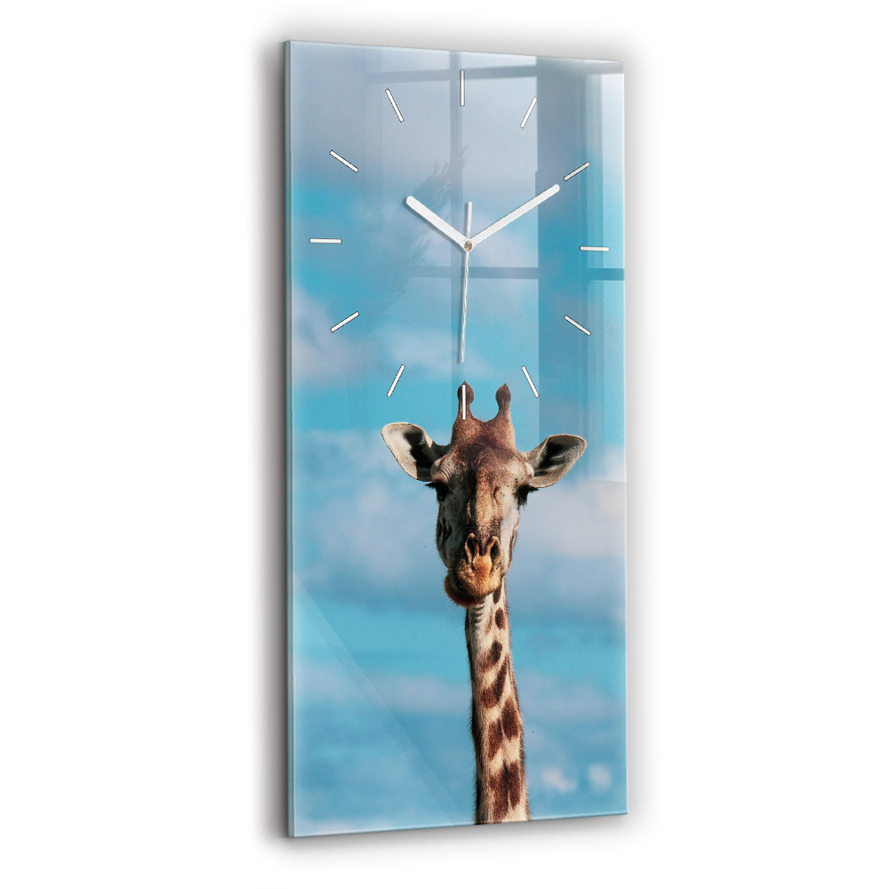 Ceas din sticlă dreptunghiular vertical decorativ Cap de girafă pe cer