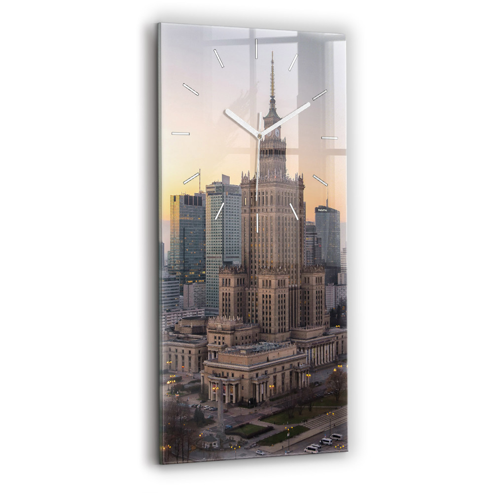 Ceas vertical de perete din sticlă decorativ Panorama Varșoviei