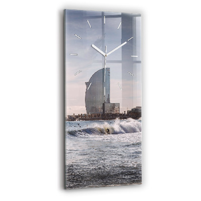 Ceas din sticlă dreptunghiular vertical decorativ Surferul din Barcelona