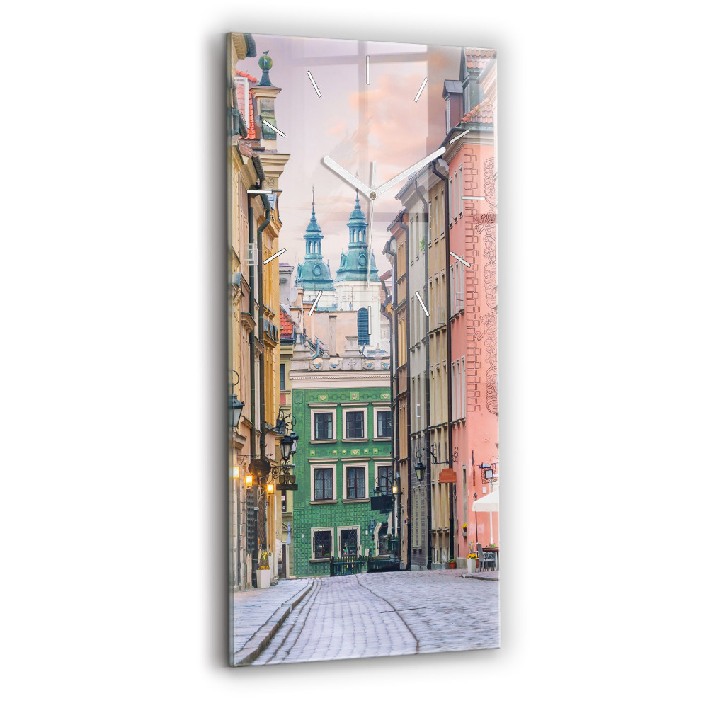 Ceas vertical de perete din sticlă decorativ Orașul Vechi din Varșovia