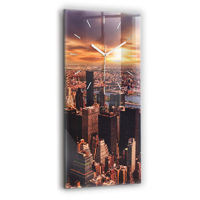 Ceas din sticlă dreptunghiular vertical decorativ Panorama orașului spre vest