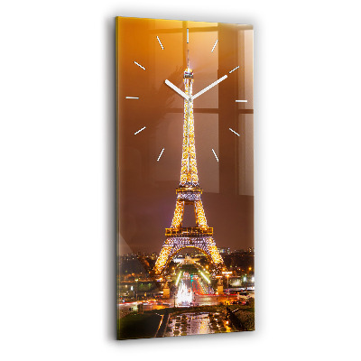 Ceas vertical de perete din sticlă decorativ Turnul Eiffel iluminat