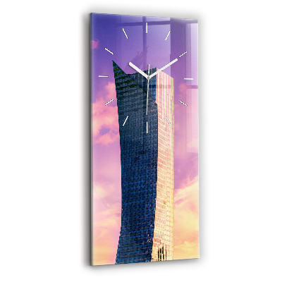 Ceas vertical de perete din sticlă decorativ Zgârie-nori în Varșovia