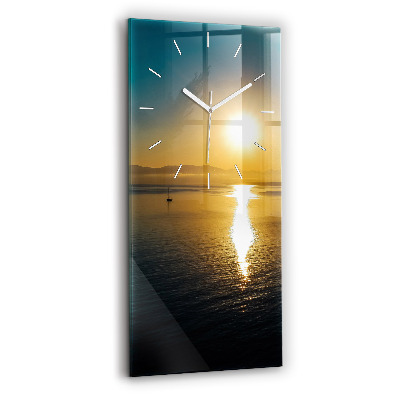 Ceas din sticlă dreptunghiular vertical decorativ Peisaj de răsărit