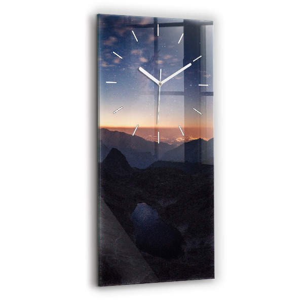 Ceas din sticlă dreptunghiular vertical decorativ Munți la apus