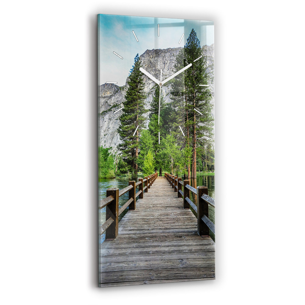 Ceas vertical de perete din sticlă decorativ Podul de lemn din Yosemite