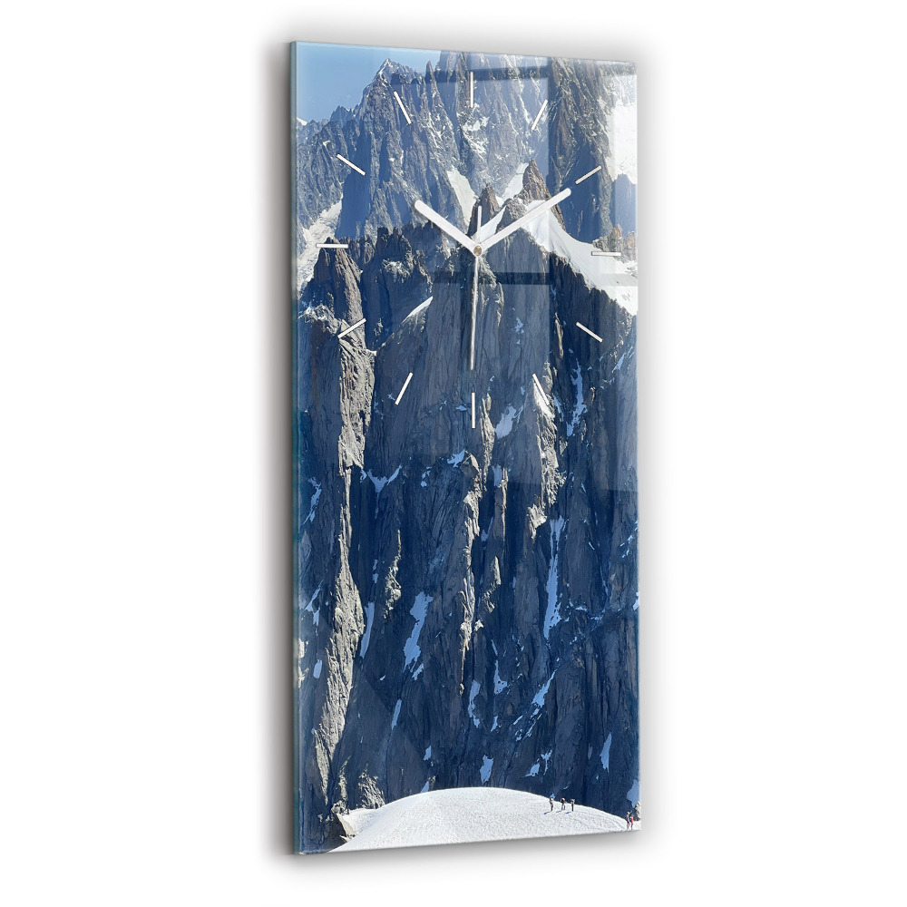 Ceas din sticlă dreptunghiular vertical decorativ Munții Alpi iarna