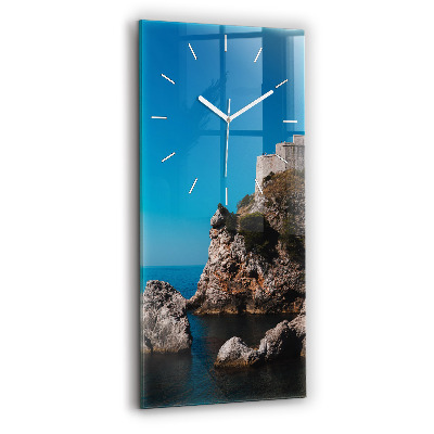 Ceas vertical de perete din sticlă decorativ Stânci în Dubrovnik
