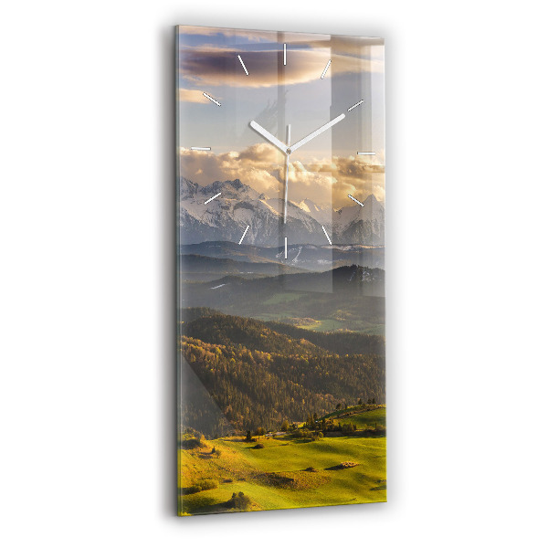Ceas vertical de perete din sticlă decorativ Pieniny – Wysoki Wierch