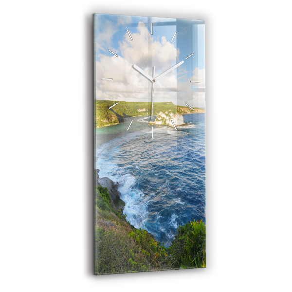 Ceas vertical de perete din sticlă decorativ Coasta Oceanului