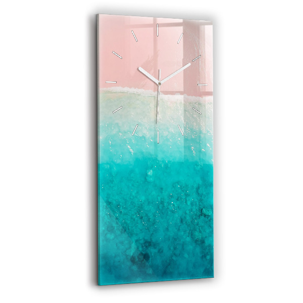 Ceas vertical de perete din sticlă decorativ Nisip de mare pe plajă