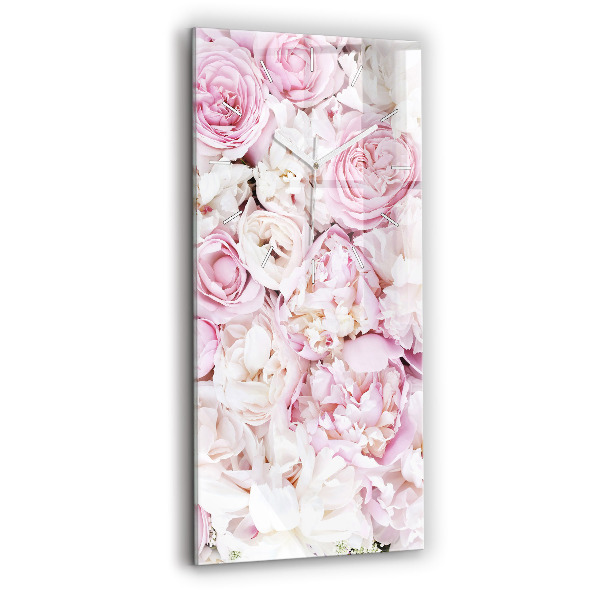 Ceas vertical de perete din sticlă decorativ Flori decorative