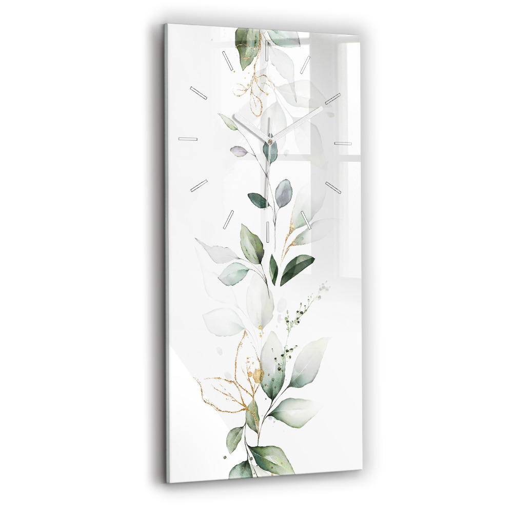 Ceas din sticlă dreptunghiular vertical decorativ Frunze abstracte