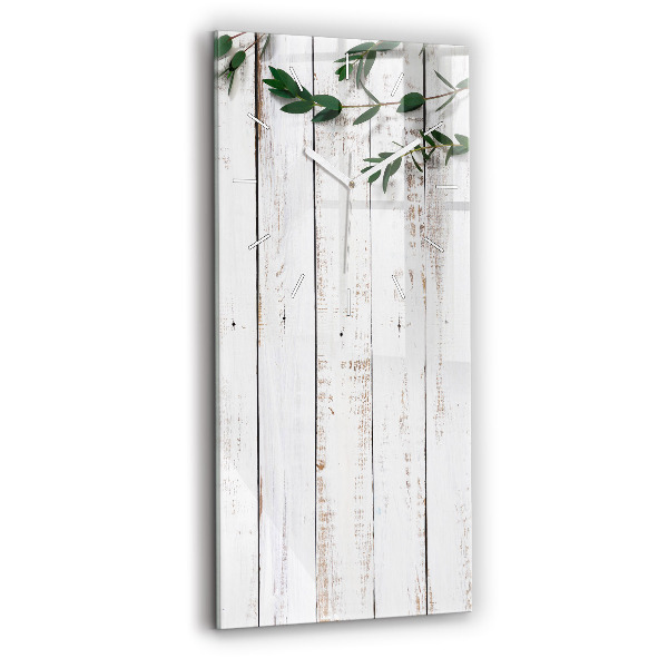 Ceas din sticlă dreptunghiular vertical decorativ Scânduri de lemn deschis la culoare