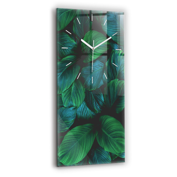 Ceas vertical de perete din sticlă decorativ Frunze de natură