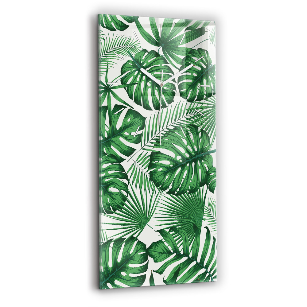 Ceas din sticlă dreptunghiular vertical decorativ Frunze de Monstera