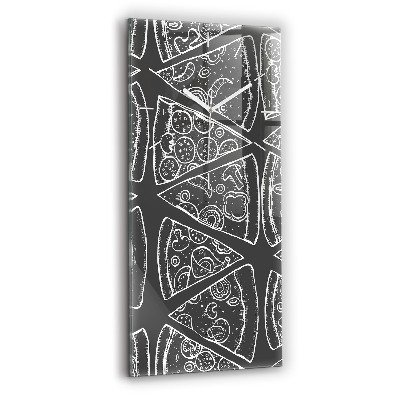 Ceas vertical de perete din sticlă decorativ Pizza pictată