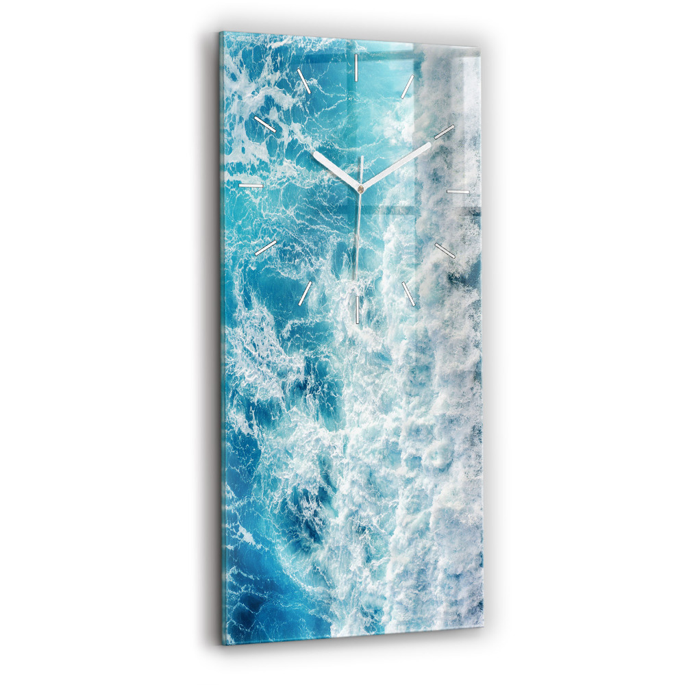 Ceas din sticlă dreptunghiular vertical decorativ Valurile oceanului