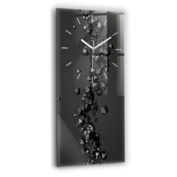 Ceas din sticlă dreptunghiular vertical decorativ Abstracție neagră