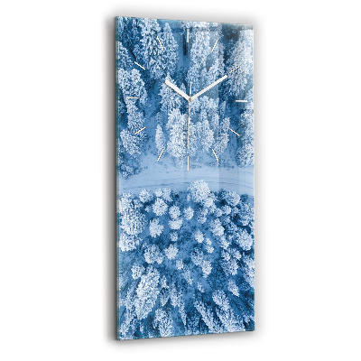 Ceas vertical de perete din sticlă decorativ Pădurea văzută dintr-o dronă