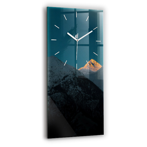 Ceas vertical de perete din sticlă decorativ Apus de soare în munți