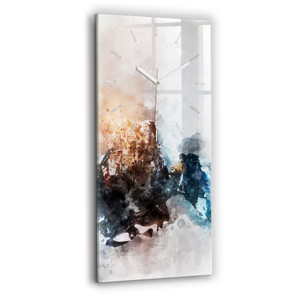 Ceas din sticlă dreptunghiular vertical decorativ Fețe abstracte