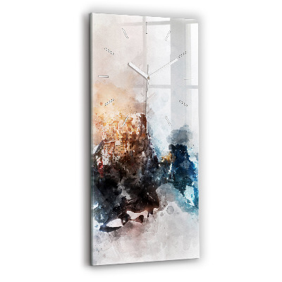 Ceas din sticlă dreptunghiular vertical decorativ Fețe abstracte