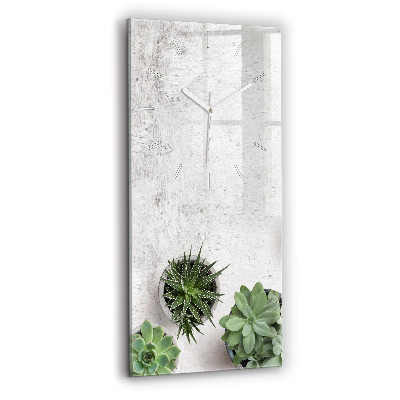 Ceas vertical de perete din sticlă decorativ Plante ornamentale