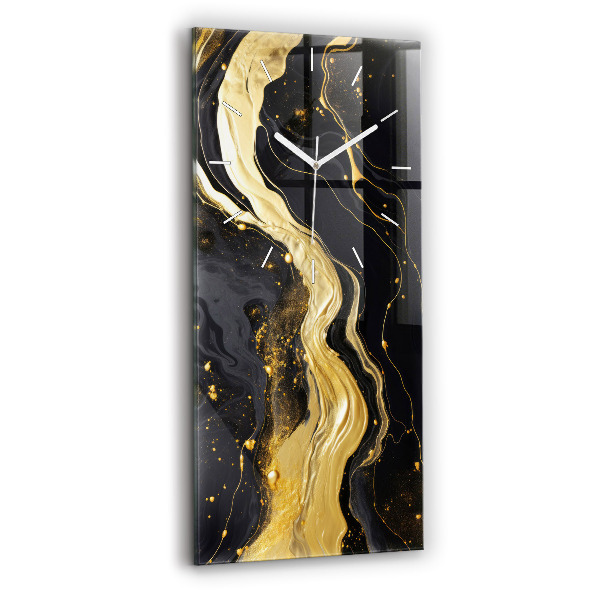 Ceas vertical de perete din sticlă decorativ Marmură aurie