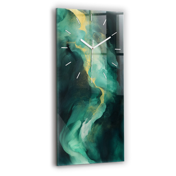 Ceas vertical de perete din sticlă decorativ Marmură verde