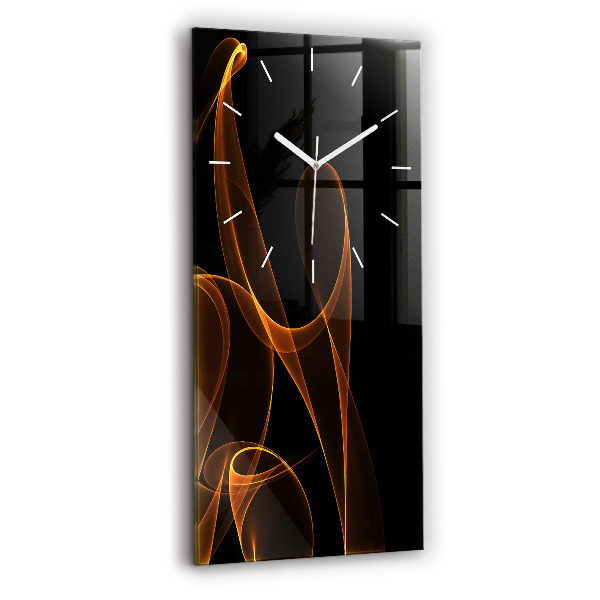 Ceas vertical de perete din sticlă decorativ Linii portocalii