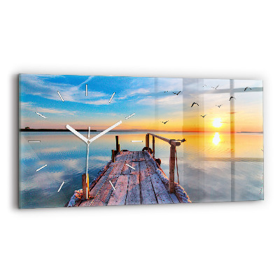 Ceas perete din sticlă orizontale la modă Debarcader lac
