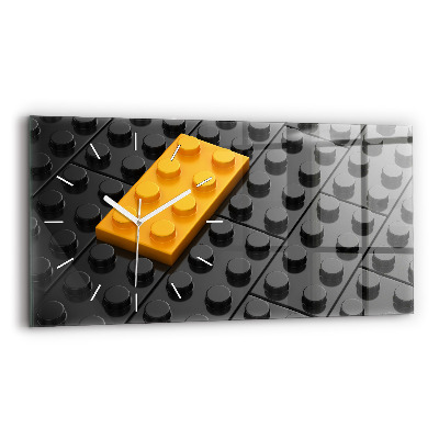 Ceas orizontale de perete din sticlă la modă Blocuri de jucărie