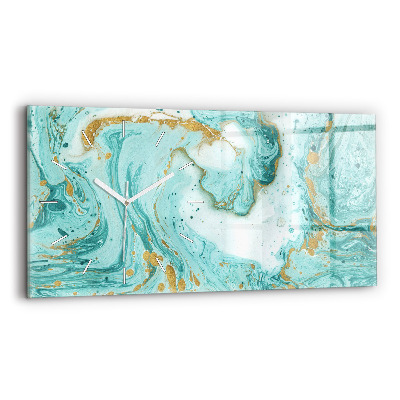 Ceas orizontale de perete din sticlă la modă Textură de marmură