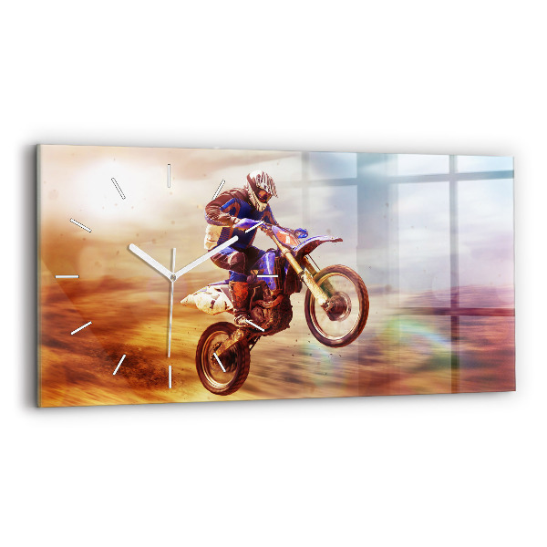 Ceas perete din sticlă orizontale la modă Motocross Enduro